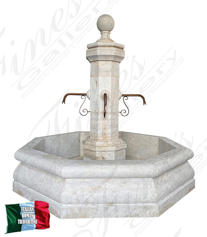 Oldworld Style Countryside Fountain in Italian Roman Travertine
