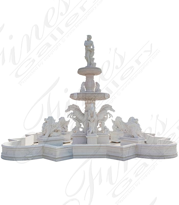 Marble Fountains  - Monumental Italian Style Fountain In Marble - MF-2194