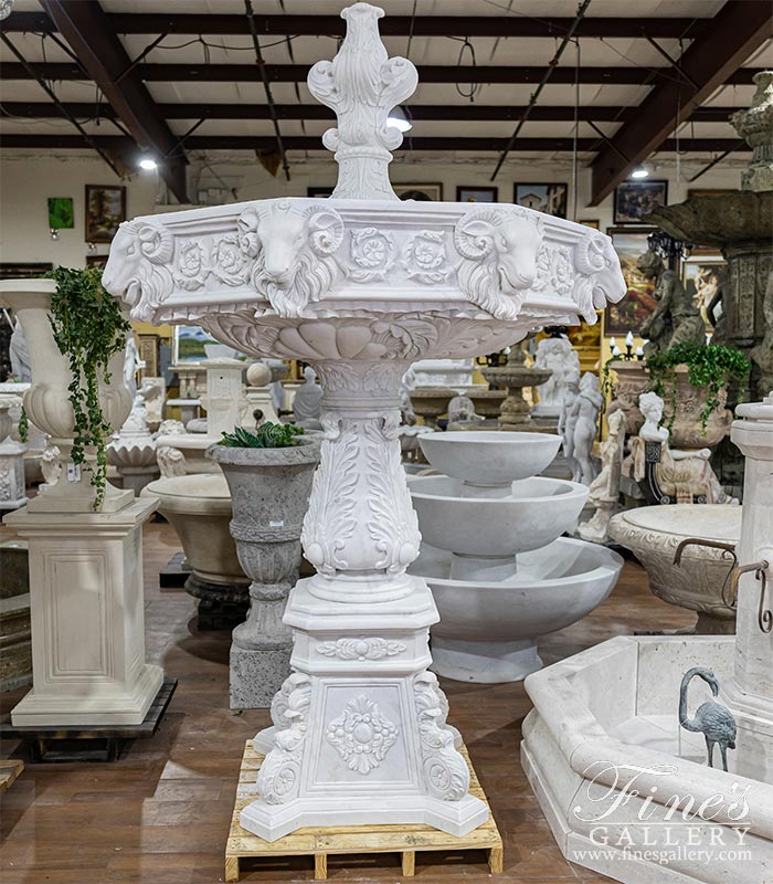 Marble Fountains  - Ornate Italian Countryside Fountain In Statuary Marble - MF-2208