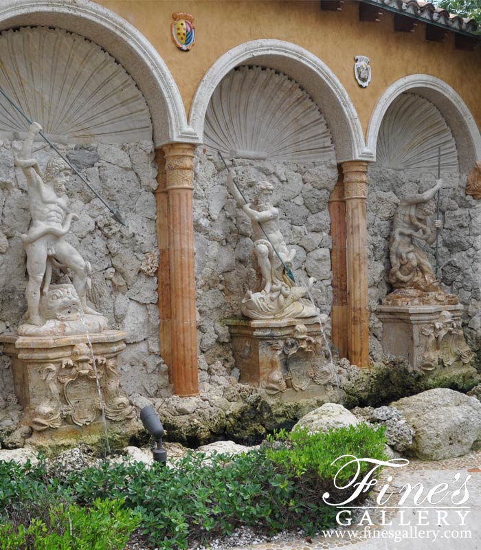 Marble Fountains  - Reproduction Of Italian Neptune Wall Fountain Features - MF-2211