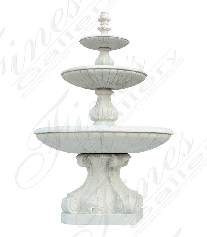 Marble Fountains  - Oversized Tiered Fountain In Statuary White Marble - MF-2214