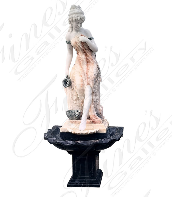 Victorian Lady Marble Fountain in a Red Veined Honey Onyx