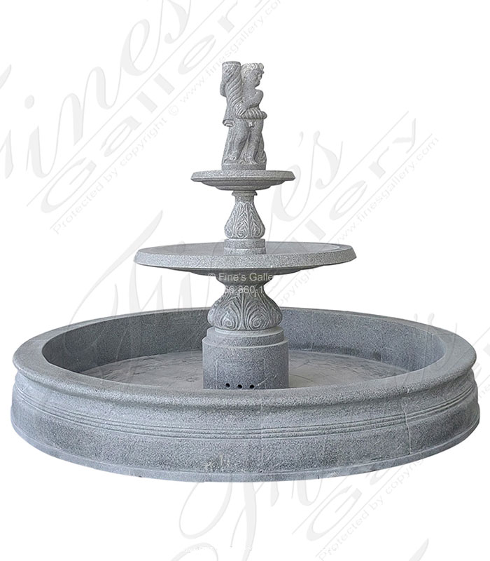 Marble Fountains  - A Two Tiered Imperial Granite Fountain With Cherub Themed Finial - MF-2220