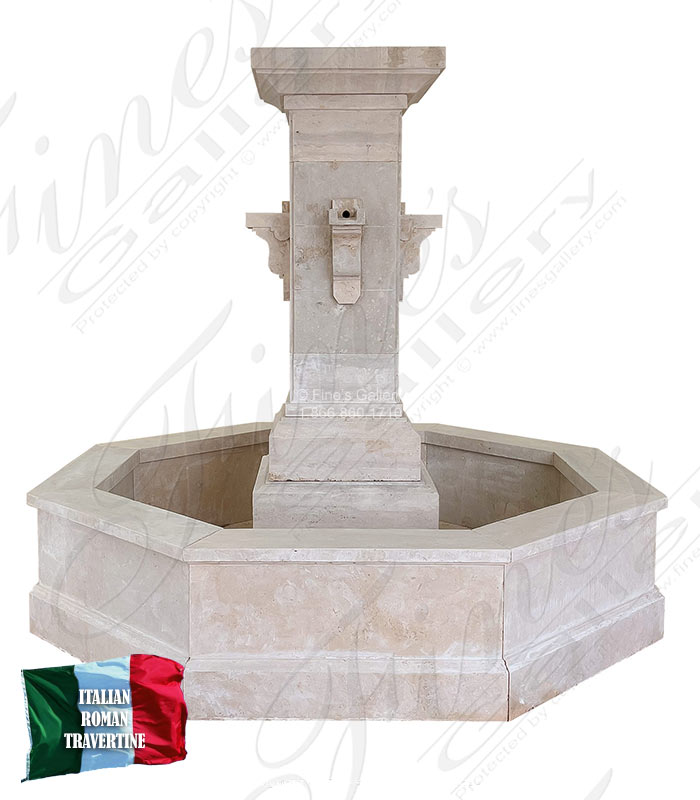 Marble Fountains  - Coastal Fountain In Italian Roman Travertine - MF-2221