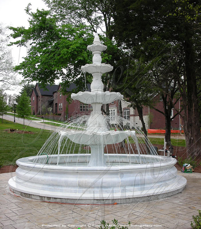Four Tier White Marble Garden Fountain