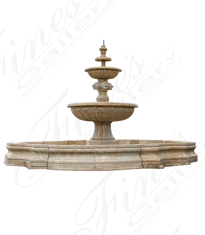 Marble Fountains  - Outstanding Lion Themed Fountain In Antique Gold Granite - MF-2336