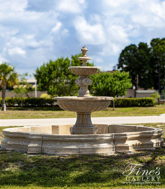 Marble Fountains  - Outstanding Lion Themed Fountain In Antique Gold Granite - MF-2336