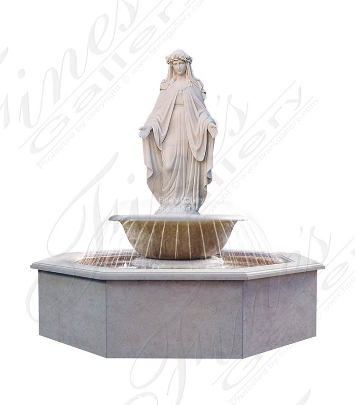 Marble Fountains  - Our Lady Fountain In Statuary White Marble - MF-2337