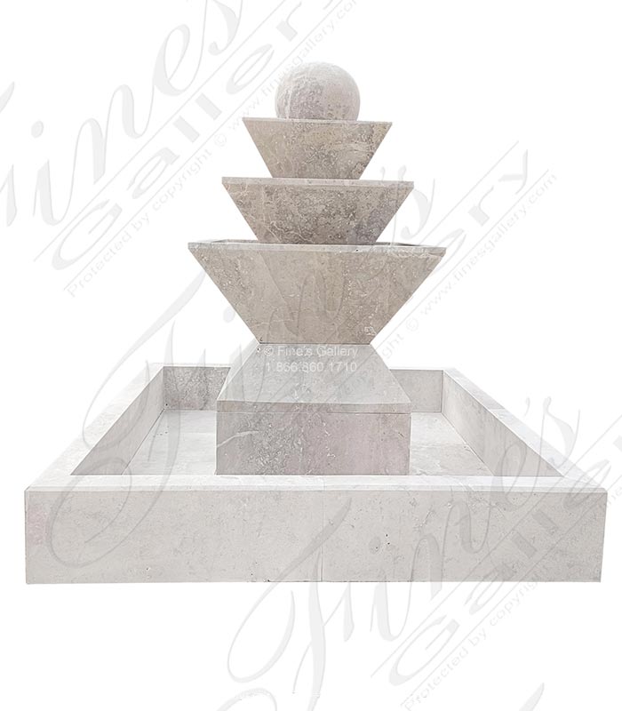Marble Fountains  - Contemporary Classic Tiered Fountain In Light Travertine - MF-2351