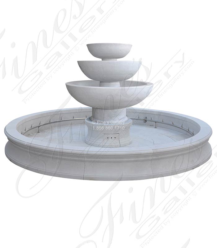 Marble Fountains  - Contemporary Tiered Fountain In Statuary Marble - MF-2359