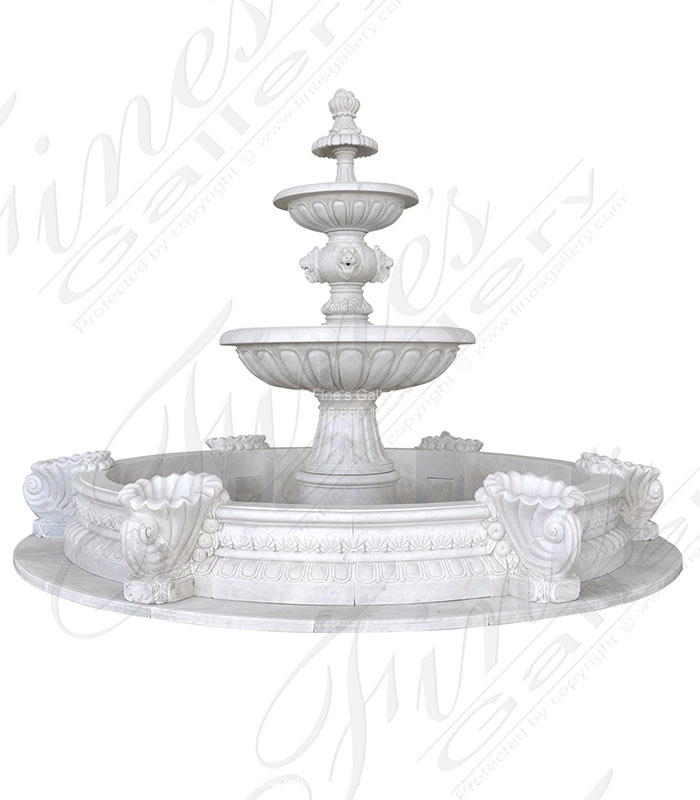 Marble Fountains  - Tiered Versailles Fountain In Statuary Marble - MF-238