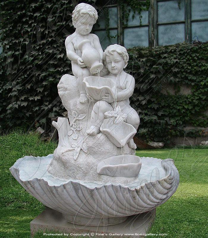 Marble Fountains  - Playful Clamshell Children - MF-393