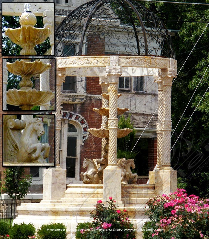 Search Result For Marble Fountains  - Aged Marble Pegasus Fountain - MF-1630