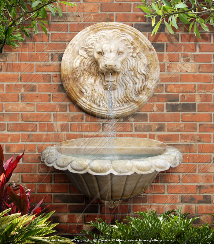 Bronze Fountains  - Bronze Lion Wall Fountain - BF-450