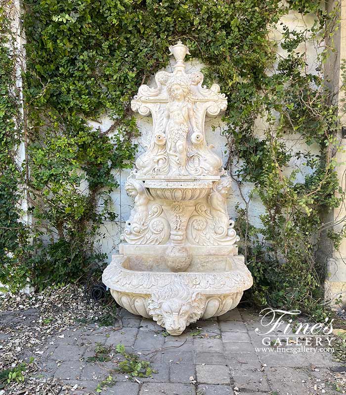 Marble Fountains  - Italian Villa Travertine Wall Fountain - MF-509