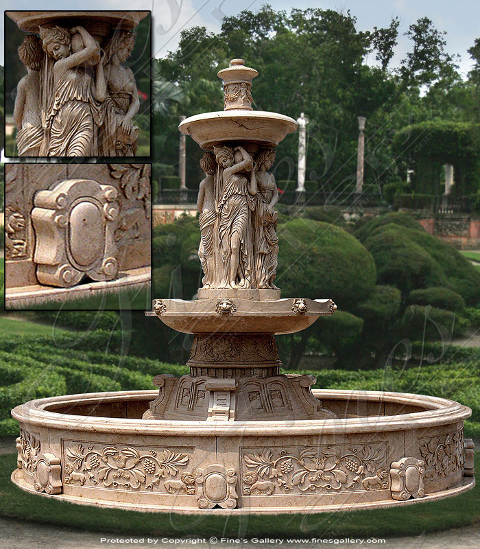 1Marble Fountains  - Desert Gold Marble Fountain - MF-531