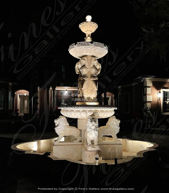 Search Result For Marble Fountains  - Monumental Granite Ladies And Lions Fountain - MF-1339