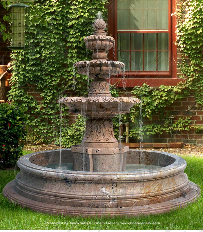 Marble Fountains  - Ornate Leaf Pedestal Fountain - MF-594