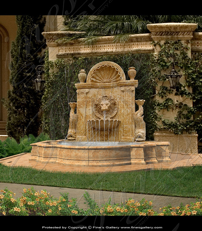 Marble Fountains  - Old World Lion Head Wall Fountain - MF-1077