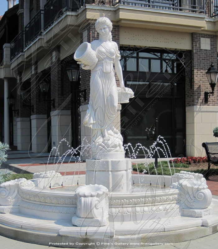 Marble Fountains  - Peasant Girl Marble Fountain - MF-612
