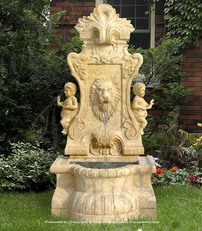 Marble Fountains  - Marble Lion Wall Fountain - MF-1078