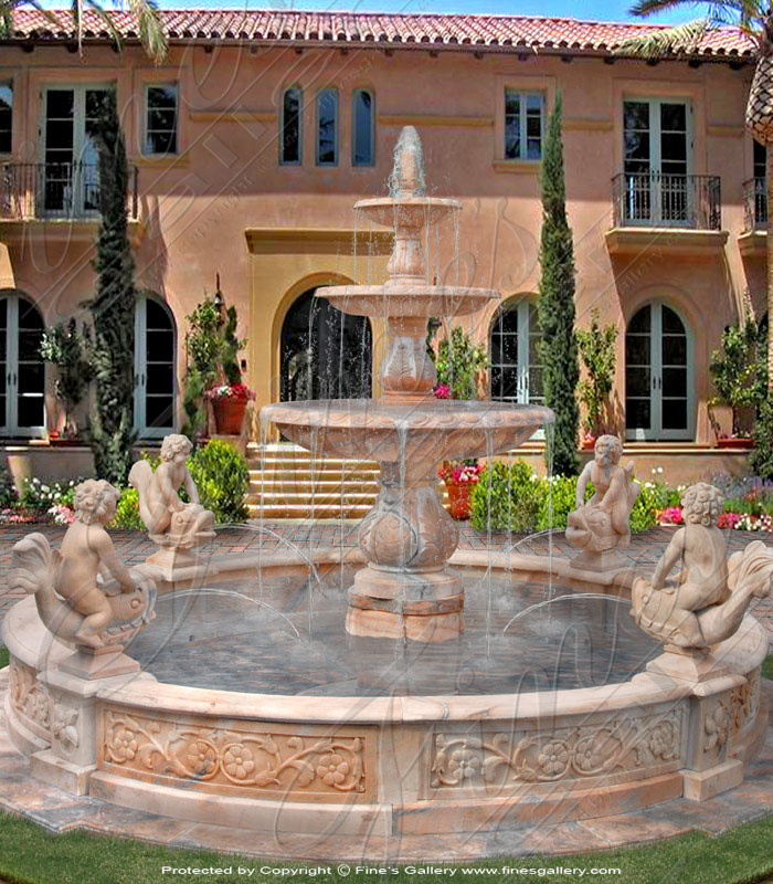 Marble Fountains  - Rosetta Fountain & Cherub Pool - MF-691