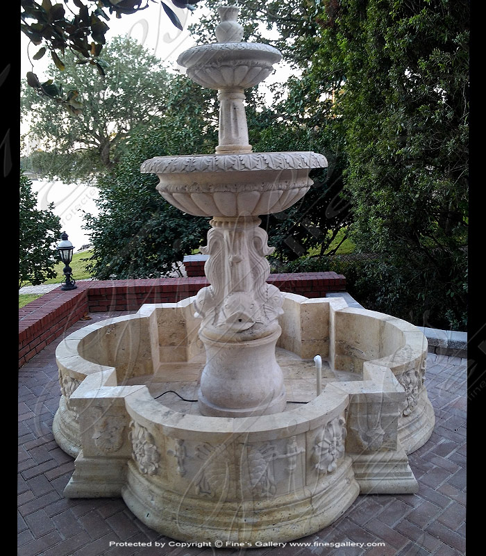 Search Result For Marble Fountains  - Exotic Breccia Antique Marble Dolphin Fountain - MF-1532
