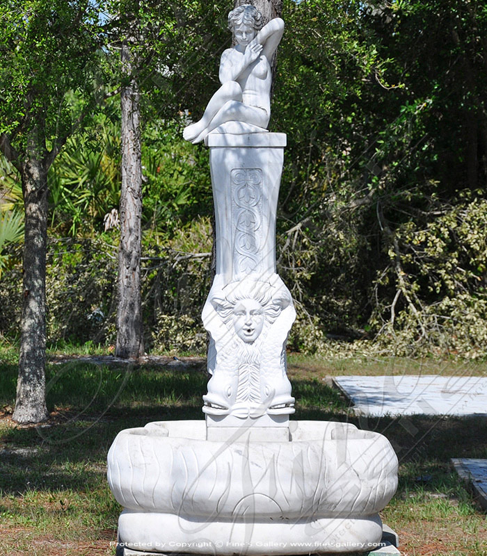 Search Result For Marble Fountains  - Vintage Collection - Diana And Mythical Fish In Statuary Marble - MF-787