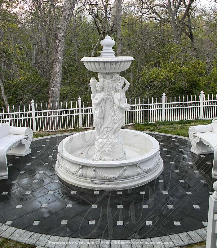 Marble Fountains  - Roman Grecian Beauties Marble Fountain - MF-814