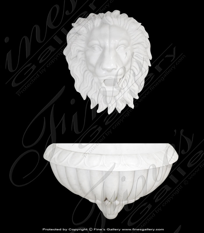 Marble Fountains  - Travertine Lion Wall Fountain - MF-491