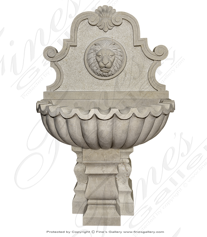 Search Result For Marble Fountains  - Majestic Flora Lionhead Marble Wall Fountain - MF-440