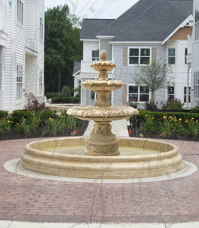 Search Result For Marble Fountains  - Classical Three Tiered Fountain In Cream Marble - MF-1098