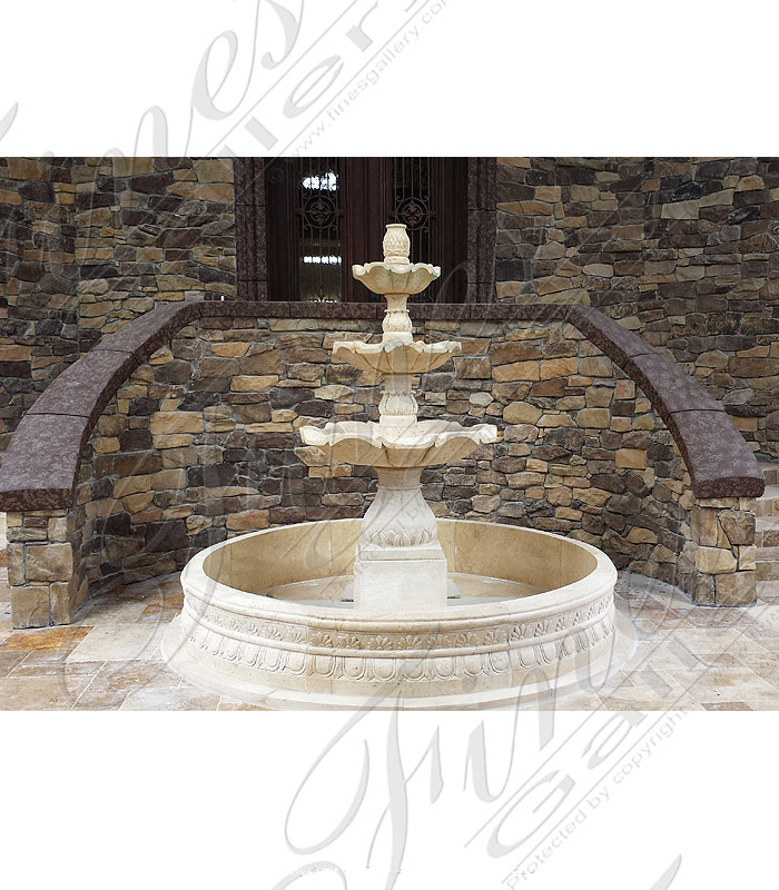 Marble Fountains  - Tuscan Gardens Beige Travertine Fountain - MF-1563