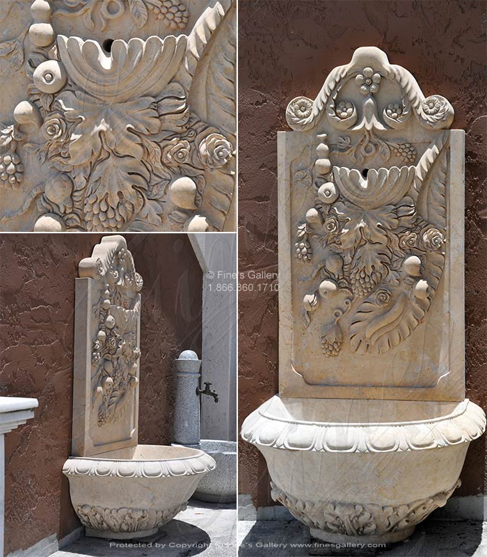 Marble Fountains  - Harvest Fruit Marble Wall Fountain - MF-992
