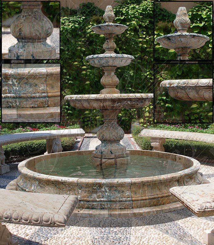 Marble Fountains  - Three Tiered Antique Gold Granite Fountain  - MF-1178