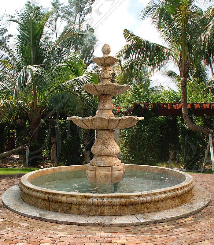 Marble Fountains  - Tuscan Gardens Beige Travertine Fountain - MF-1563