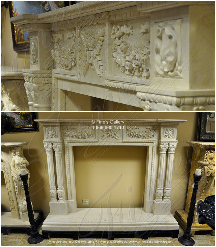 Search Result For Marble Fireplaces  - Neoclassical Style Statuary White Marble Mantel - MFP-311