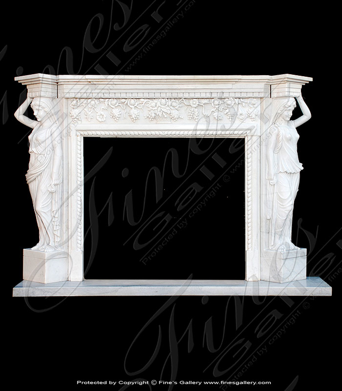 Marble Fireplaces  - Greek Caryatids Marble Fireplace - MFP-106