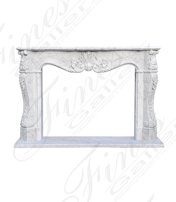 Marble Fireplaces  - Elegant French Louis XV Mantel In Carrara Marble - MFP-1111