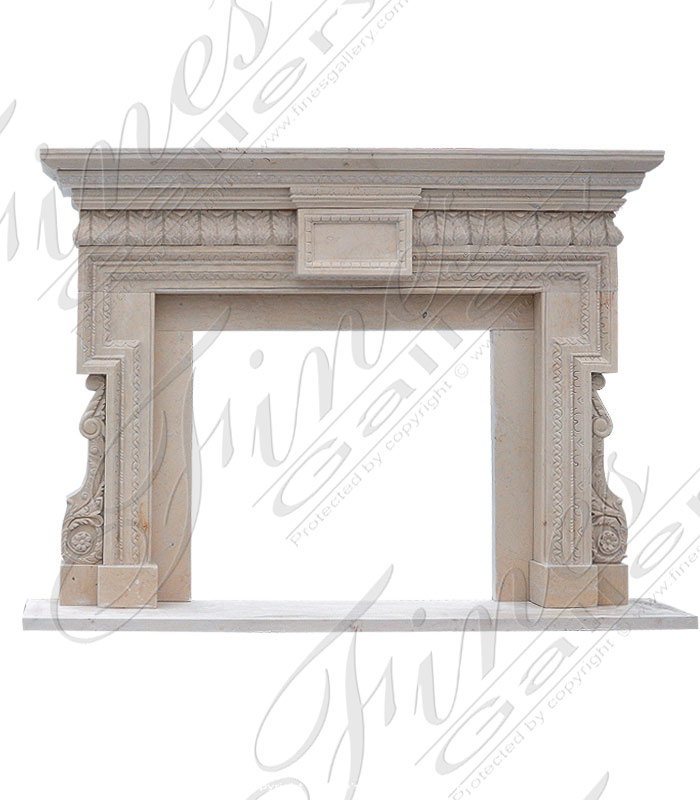 Marble Fireplaces  - Neoclassical Style Mantel In Egyptian Galala Marble - MFP-1115