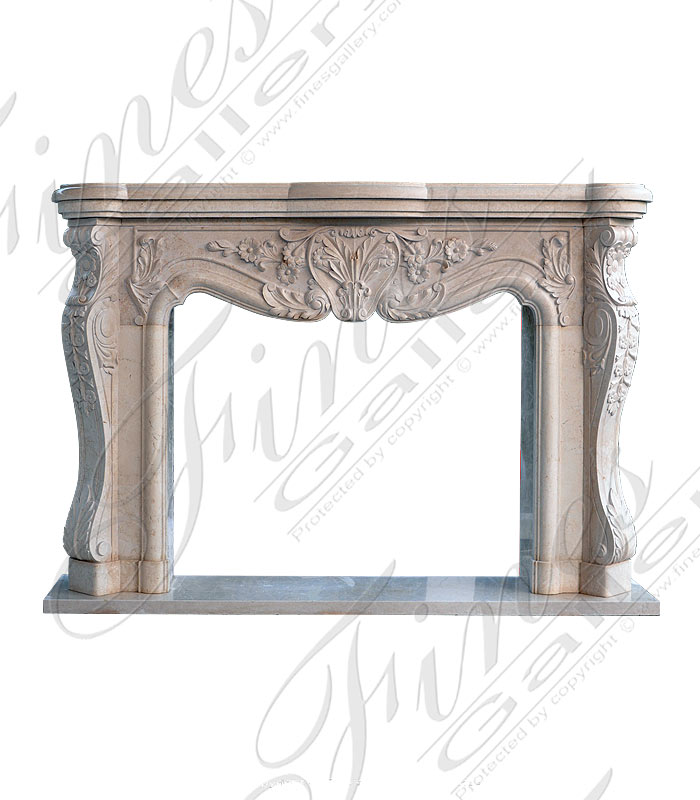 Marble Fireplaces  - Ornate Floral Fireplace In Statuary White Marble - MFP-1140