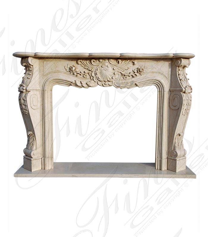 Marble Fireplaces  - French Country Floral Mantel In Galala Marble - MFP-1123