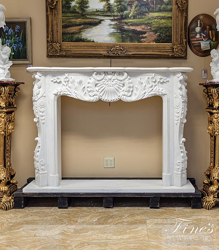 Marble Fireplaces  - French Versailles White French Marble Fireplace - MFP-114