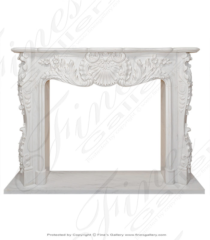 Marble Fireplaces  - Bianco Perlino French Versailles Fireplace - MFP-1310