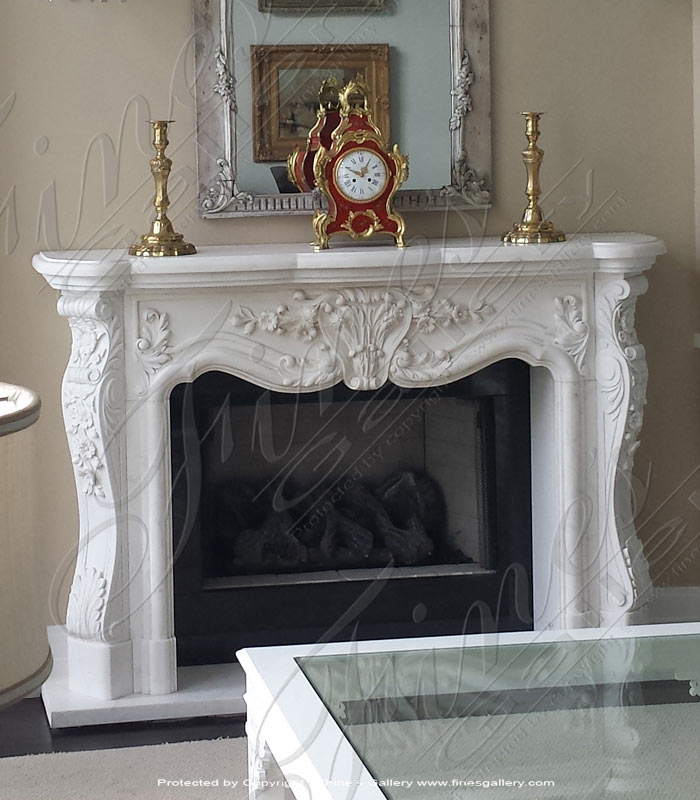 Marble Fireplaces  - French Country French Style Mantel In Egyptian Galala Marble - MFP-1116