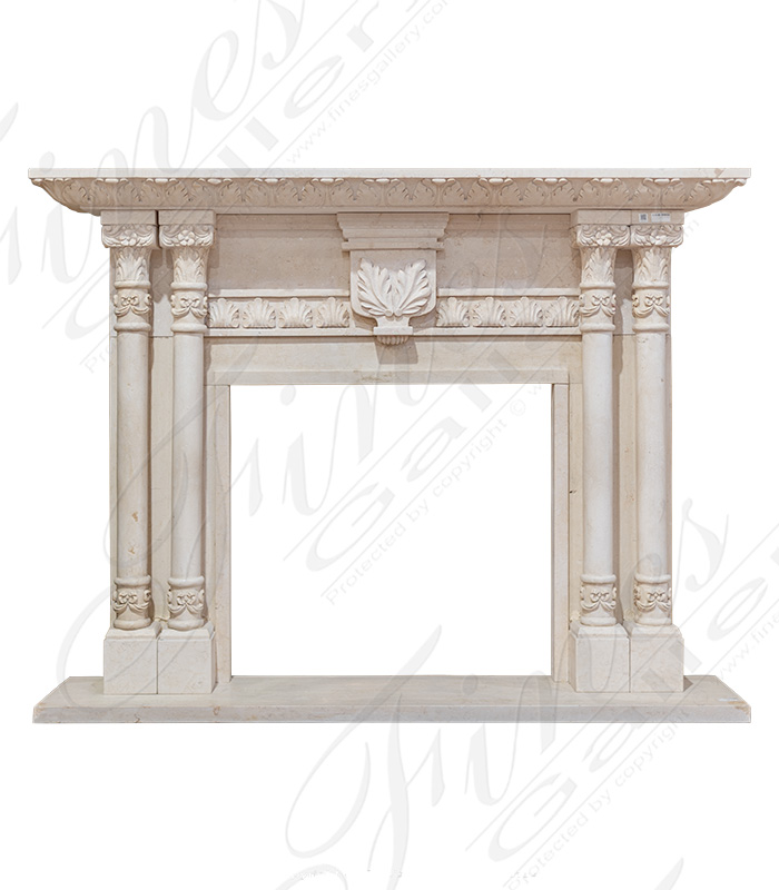 Marble Fireplaces  - Four Pillar Cream Marble Mantel - MFP-1152