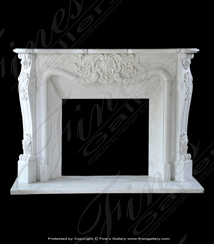 Marble Fireplaces  - Louis XIV Botticino Semi Classico Fireplace Mantel - MFP-1584