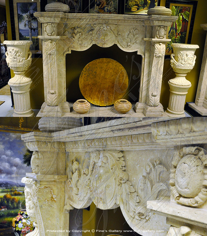 Marble Fireplaces  - Hand Carved Statuary Marble Mantel - MFP-997