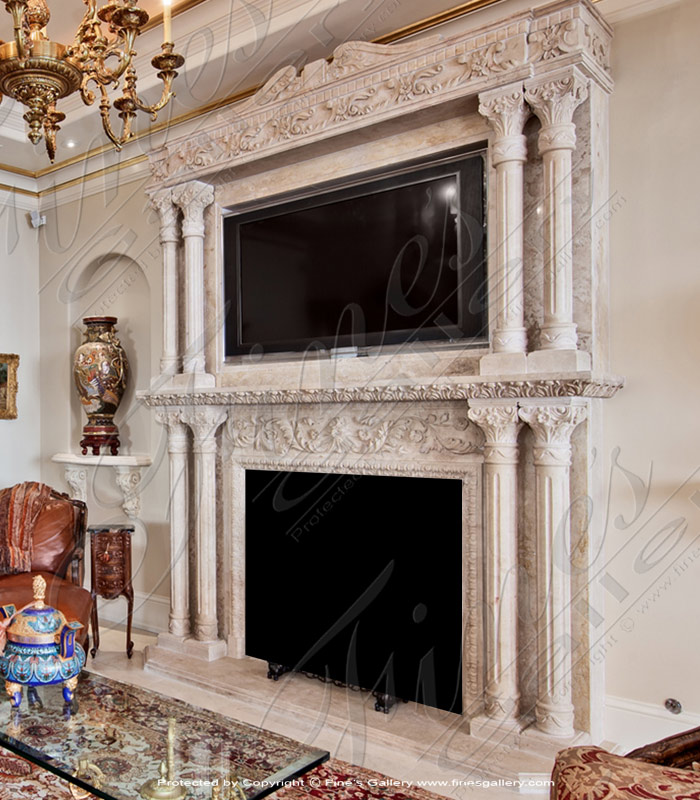 Search Result For Marble Fireplaces  - Ornate Marble Overmantel - MFP-1194