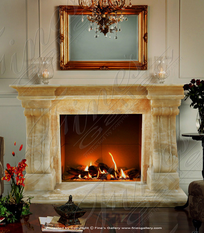 Marble Fireplaces  - Marquina Marble Fireplace Mantel - MFP-1263